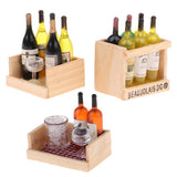 Miniature Wine Juice Bottles Cup Wood Rack 1/12 Dollhouse Drink Model 3 Sets