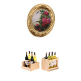 1/12 Dollhouse Miniature Wine Juice Bottles & Mural Wall Painting Decoration