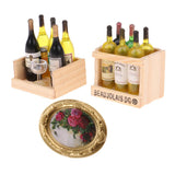 1/12 Dollhouse Miniature Wine Juice Bottles & Mural Wall Painting Decoration
