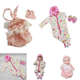 2 Sets Lovely Reborn Doll Outfits - Princess Dress Rompers Headband Clothes