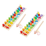 2Pieces Three-dimensional Matching Board Game Display Wooden Fishing Toys