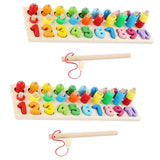 2Pieces Three-dimensional Matching Board Game Display Wooden Fishing Toys