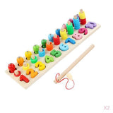 2Pieces Three-dimensional Matching Board Game Display Wooden Fishing Toys