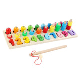 2Pieces Three-dimensional Matching Board Game Display Wooden Fishing Toys
