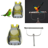 Bird Travel Carrier Kit,Parrot Backpack+Bird Stainless Steel Standing Frame