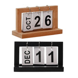 Maxbell 2pcs Practical Wooden Flip Chart Perpetual Calendar DIY Desktop Calendar