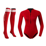 Women 2mm Neoprene Wetsuit Diving Bikini Suit Brief & Fin Socks Red M
