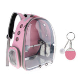 Maxbell Travel Bird Parrot Cage Carrier with Stand Perch Cup w/Key Ring Pendant Pink