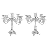 Maxbell 2xVintage Candle Holder Candlestick CandelabraTop Stand Silver - 5 Head