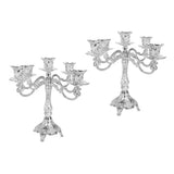 Maxbell 2xVintage Candle Holder Candlestick CandelabraTop Stand Silver - 5 Head