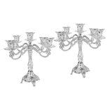 Maxbell 2xVintage Candle Holder Candlestick CandelabraTop Stand Silver - 5 Head
