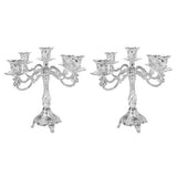 Maxbell 2xVintage Candle Holder Candlestick CandelabraTop Stand Silver - 5 Head