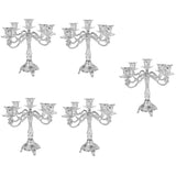 Maxbell 5xVintage Candle Holder Candlestick CandelabraTop Stand Silver - 5 Head
