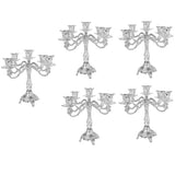 Maxbell 5xVintage Candle Holder Candlestick CandelabraTop Stand Silver - 5 Head