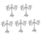 Maxbell 5xVintage Candle Holder Candlestick CandelabraTop Stand Silver - 5 Head