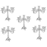Maxbell 5xVintage Candle Holder Candlestick CandelabraTop Stand Silver - 5 Head