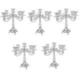 Maxbell 5xVintage Candle Holder Candlestick CandelabraTop Stand Silver - 5 Head