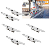 Maxbell 6 Pieces 8" 316 Stainless Steel Marine Boat Flat Top Low Cleat Rope Tie