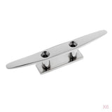 Maxbell 6 Pieces 8" 316 Stainless Steel Marine Boat Flat Top Low Cleat Rope Tie