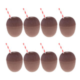 Maxbell 8PVC Coconut Pineapple Drink Cup & Straw Hawaiian Luau Tropical Party Brown
