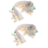 Maxbell 2 Yards Ethnic Style Ball Fringed Lace Jacquard Ribbon with Pompom Ball Trim