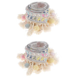 Maxbell 2 Yards Ethnic Style Ball Fringed Lace Jacquard Ribbon with Pompom Ball Trim