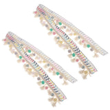 Maxbell 2 Yards Ethnic Style Ball Fringed Lace Jacquard Ribbon with Pompom Ball Trim