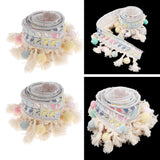Maxbell 2 Yards Ethnic Style Ball Fringed Lace Jacquard Ribbon with Pompom Ball Trim