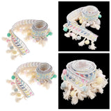 Maxbell 2 Yards Ethnic Style Ball Fringed Lace Jacquard Ribbon with Pompom Ball Trim