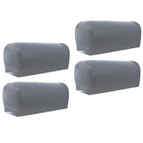 Maxbell 2 Pairs Non-slip PU Leather Stretch Furniture Sofa Armrest Covers Gray
