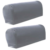 Maxbell 2 Pairs Non-slip PU Leather Stretch Furniture Sofa Armrest Covers Gray