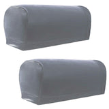 Maxbell 2 Pairs Non-slip PU Leather Stretch Furniture Sofa Armrest Covers Gray