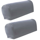 Maxbell 2 Pairs Non-slip PU Leather Stretch Furniture Sofa Armrest Covers Gray