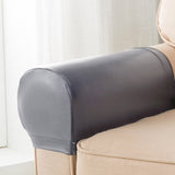 Maxbell 2 Pairs Non-slip PU Leather Stretch Furniture Sofa Armrest Covers Gray