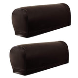 Maxbell 2 Pairs Non-slip PU Leather Stretch Furniture Sofa Armrest Covers Coffee