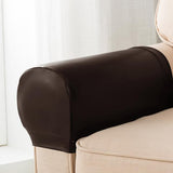 Maxbell 2 Pairs Non-slip PU Leather Stretch Furniture Sofa Armrest Covers Coffee