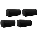 Maxbell 2 Pairs Non-slip PU Leather Stretch Furniture Sofa Armrest Covers Black