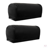 Maxbell 2 Pairs Non-slip PU Leather Stretch Furniture Sofa Armrest Covers Black