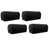 Maxbell 2 Pairs Non-slip PU Leather Stretch Furniture Sofa Armrest Covers Black