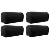 Maxbell 2 Pairs Non-slip PU Leather Stretch Furniture Sofa Armrest Covers Black