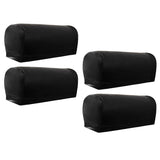 Maxbell 2 Pairs Non-slip PU Leather Stretch Furniture Sofa Armrest Covers Black