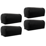 Maxbell 2 Pairs Non-slip PU Leather Stretch Furniture Sofa Armrest Covers Black