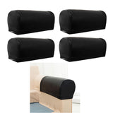 Maxbell 2 Pairs Non-slip PU Leather Stretch Furniture Sofa Armrest Covers Black