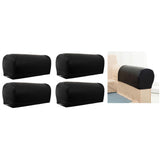 Maxbell 2 Pairs Non-slip PU Leather Stretch Furniture Sofa Armrest Covers Black