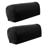 Maxbell 2 Pairs Non-slip PU Leather Stretch Furniture Sofa Armrest Covers Black