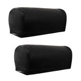 Maxbell 2 Pairs Non-slip PU Leather Stretch Furniture Sofa Armrest Covers Black