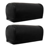 Maxbell 2 Pairs Non-slip PU Leather Stretch Furniture Sofa Armrest Covers Black