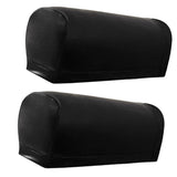 Maxbell 2 Pairs Non-slip PU Leather Stretch Furniture Sofa Armrest Covers Black