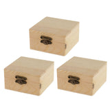Maxbell 3pcs Square Shape Unfinished Wooden Jewelry Gift Box for Kids DIY Craft Toys