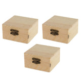 Maxbell 3pcs Square Shape Unfinished Wooden Jewelry Gift Box for Kids DIY Craft Toys